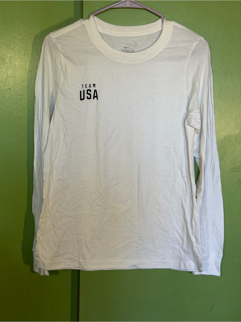 Nike White Long-Sleeve Team USA Crewneck Tee
